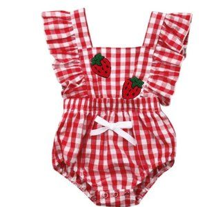 Strawberry Dress first Birthday Romper Clothes outfit Berry sweet smash cake